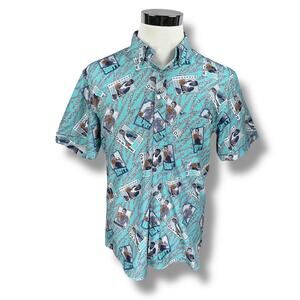 RSVLTS x The Office Series 5 Basketball Cards Shirt Mens Medium Blue‎ Button New